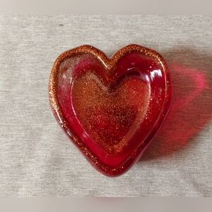Small Red And Gold Heart Tray